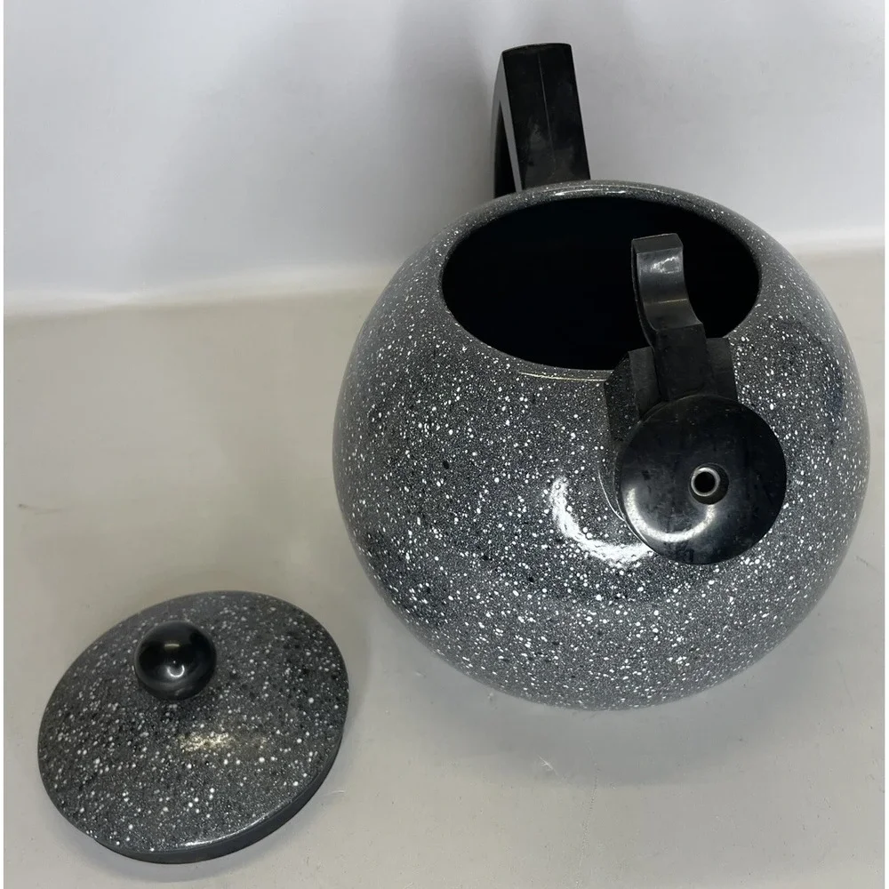 Copco Sam Lebowitz Speckled Enamelware Whistling Tea Kettle Modern Atomic‎